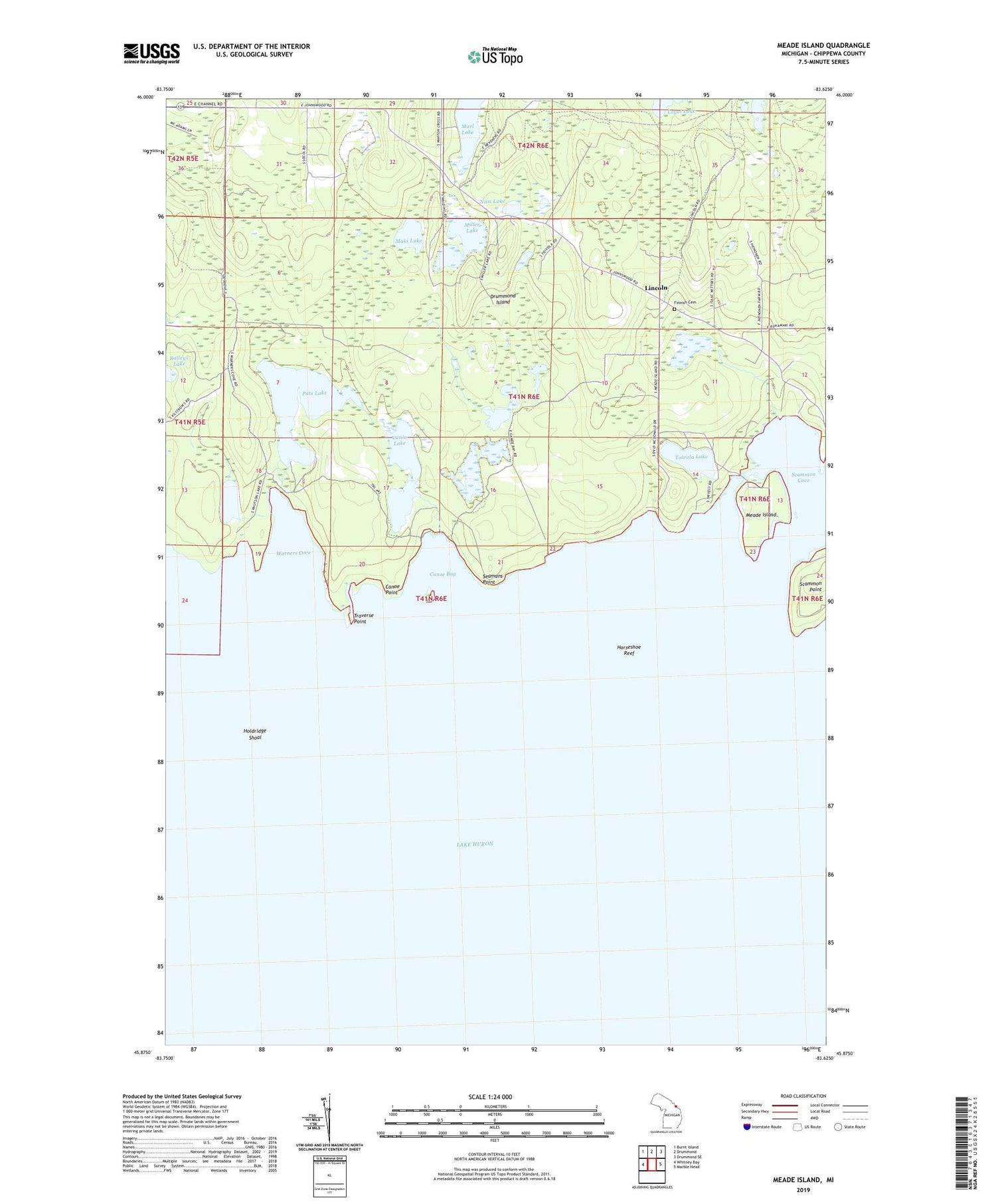 Meade Island Michigan US Topo Map Image