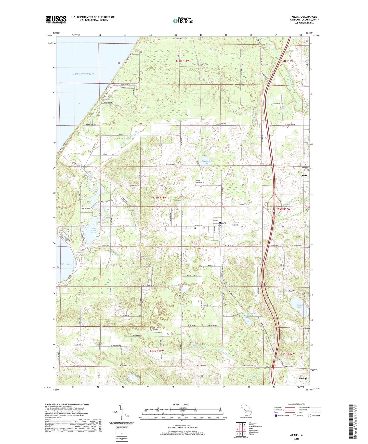 Mears Michigan US Topo Map Image