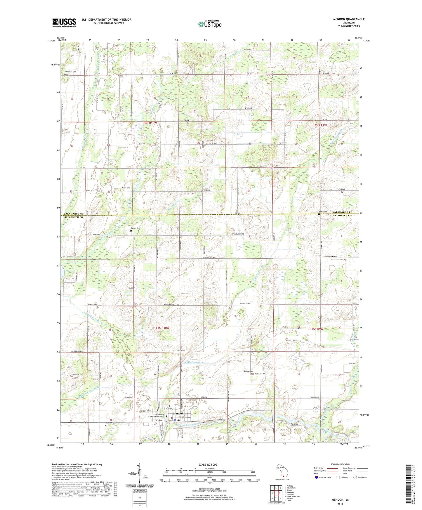 Mendon Michigan US Topo Map Image