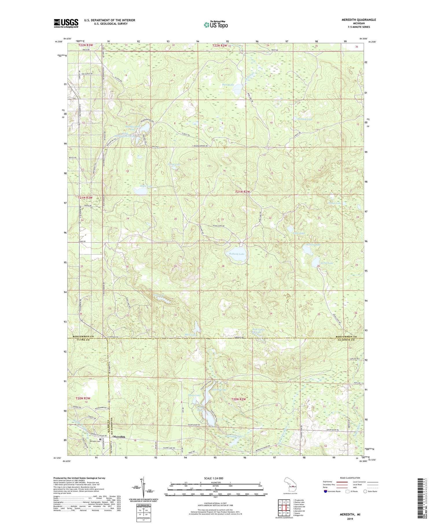 Meredith Michigan US Topo Map Image