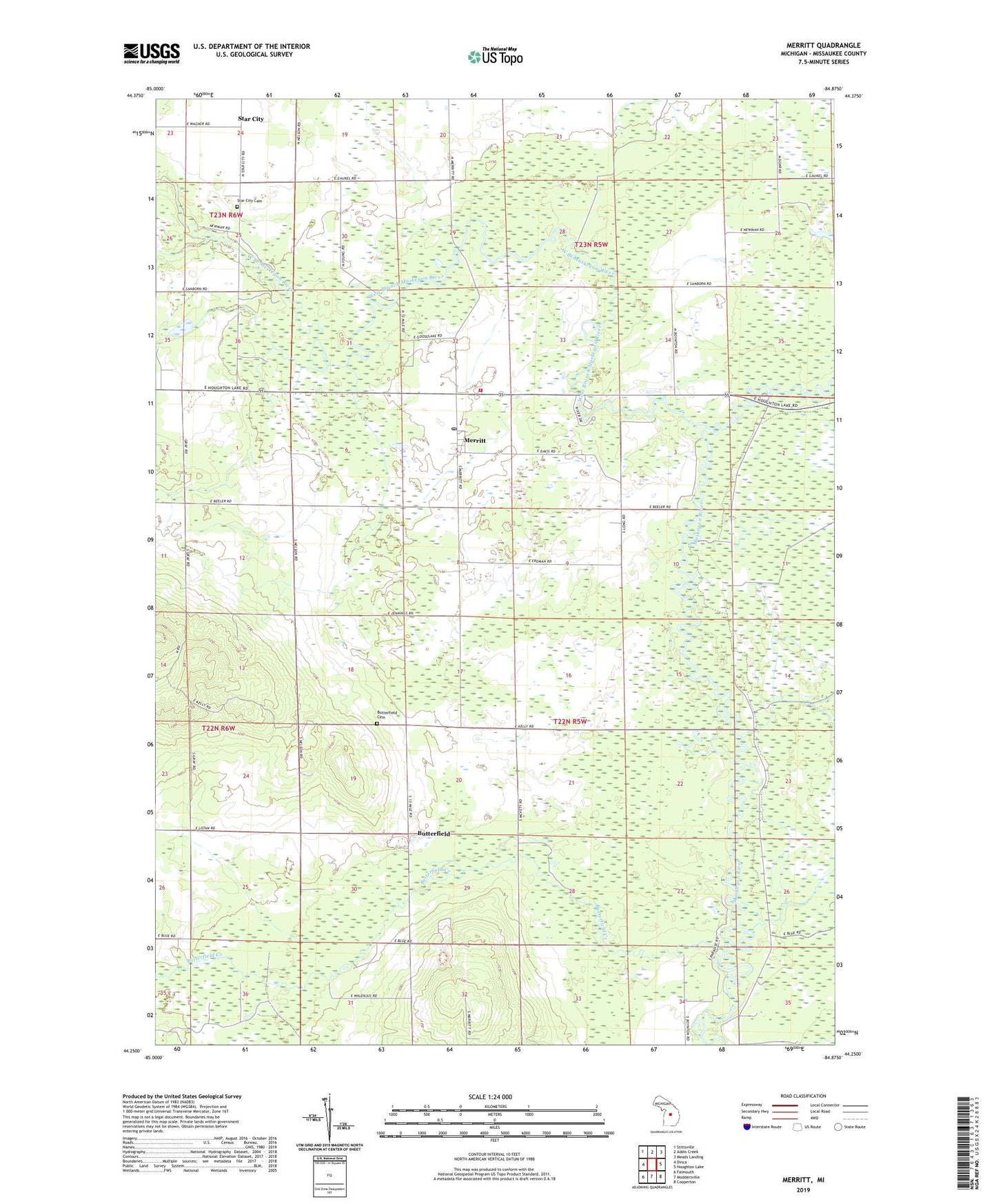 Merritt Michigan US Topo Map Image