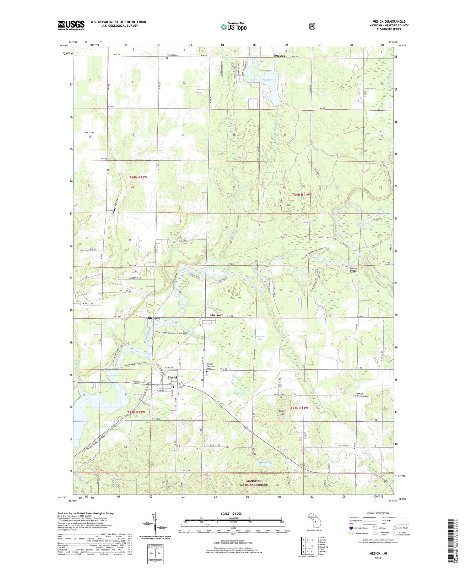Mesick Michigan US Topo Map Image