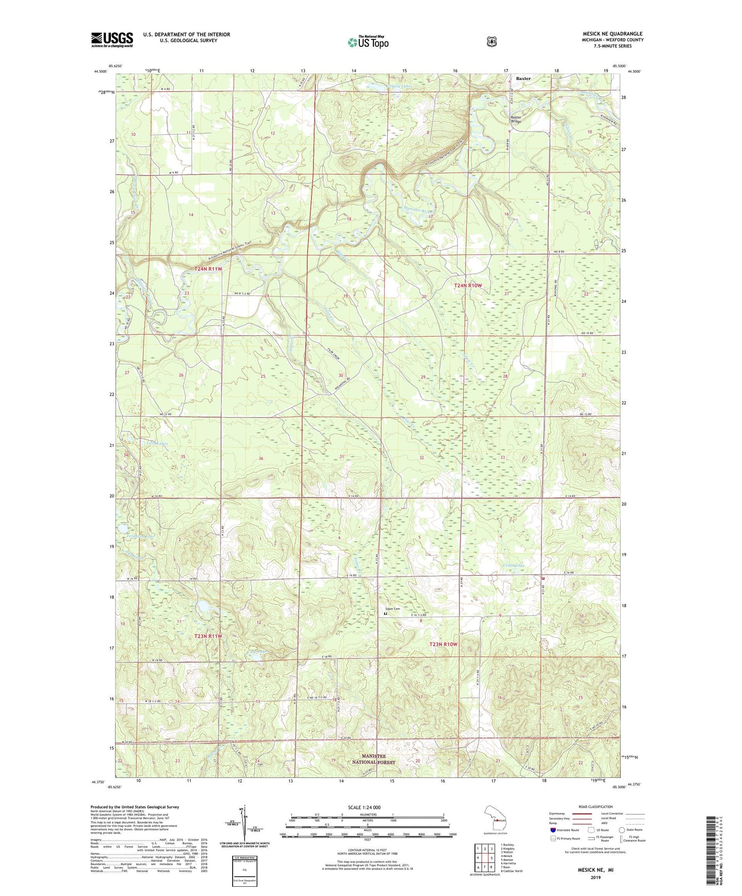 Mesick NE Michigan US Topo Map Image