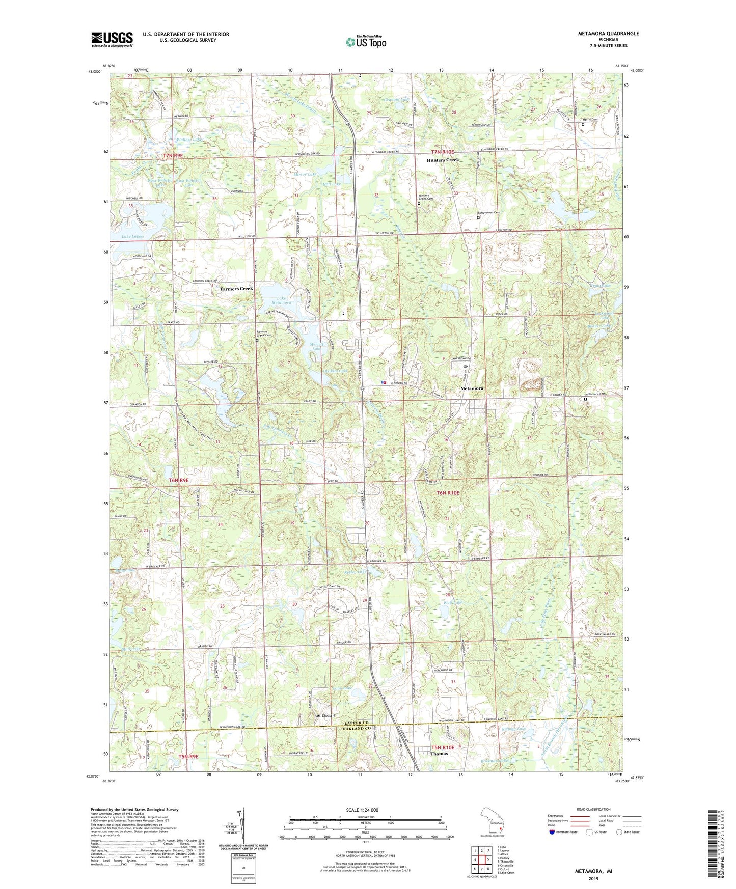 Metamora Michigan US Topo Map Image