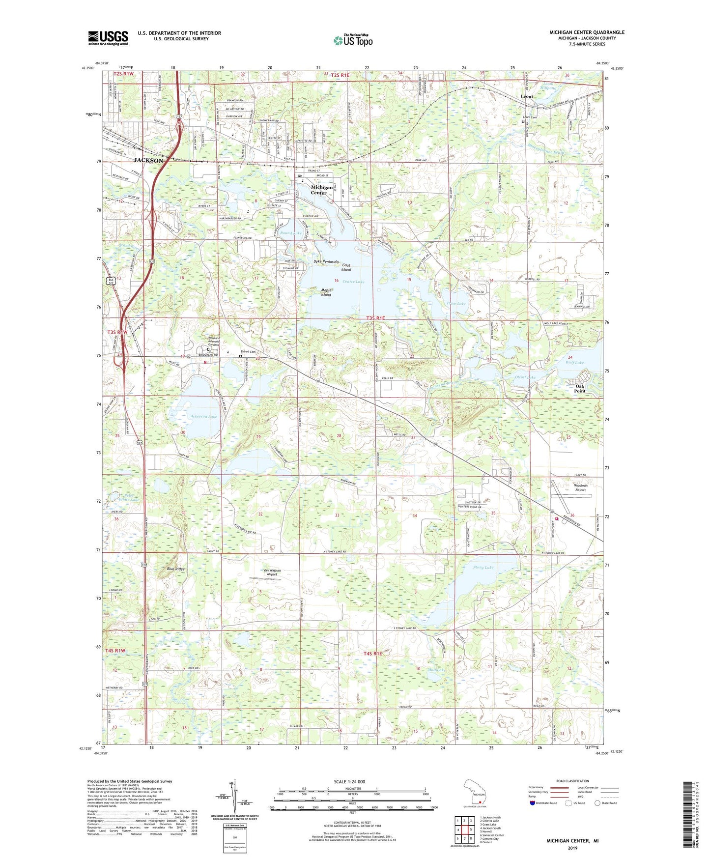 Michigan Center Michigan US Topo Map Image