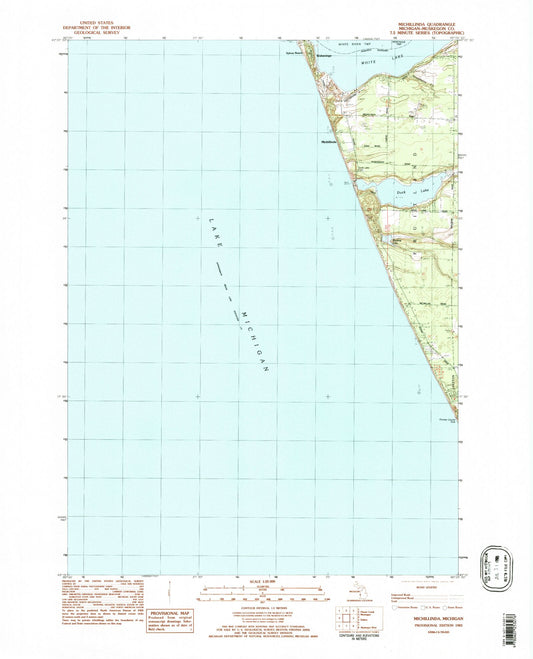 Classic USGS Michillinda Michigan 7.5'x7.5' Topo Map Image