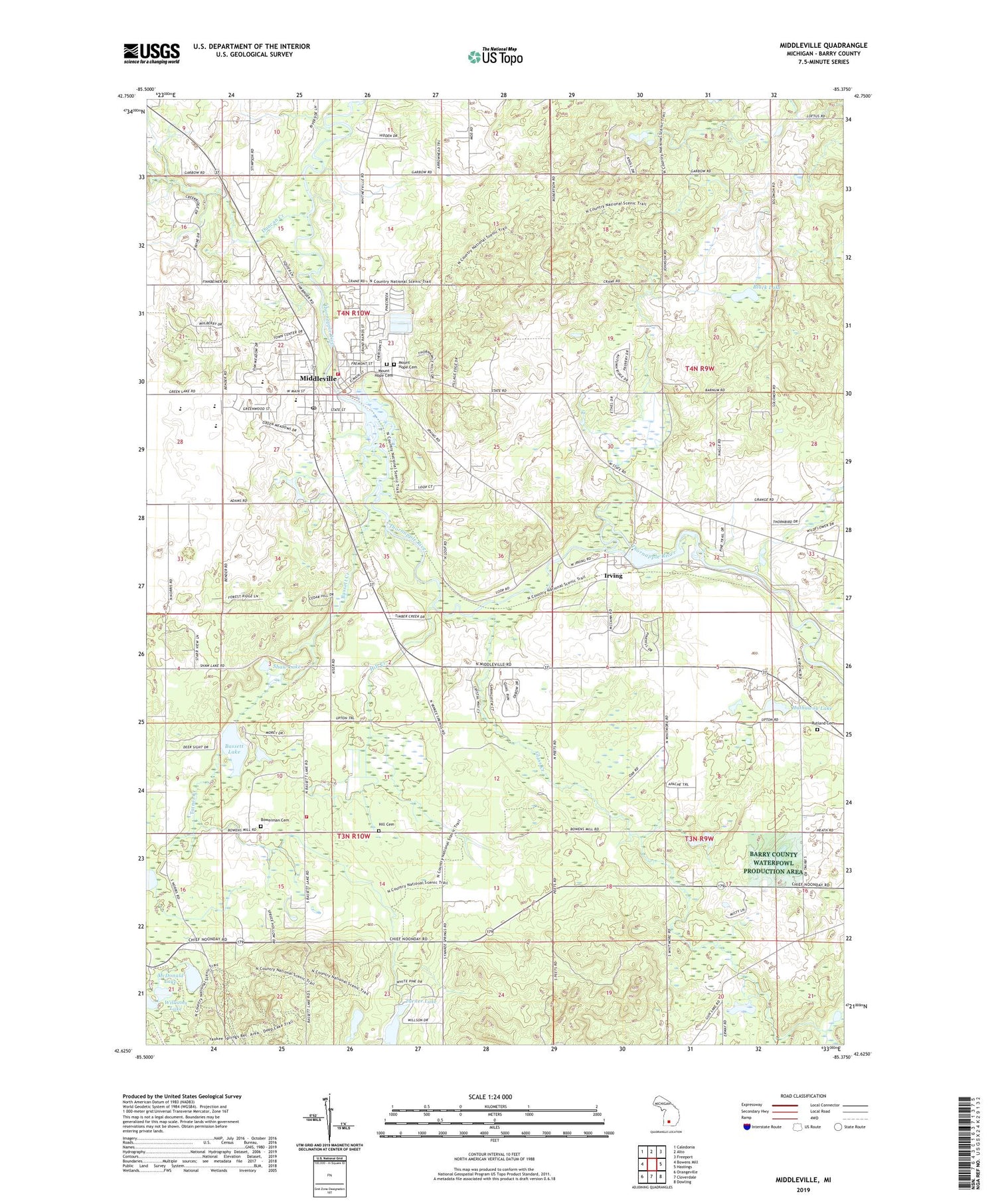 Middleville Michigan US Topo Map Image