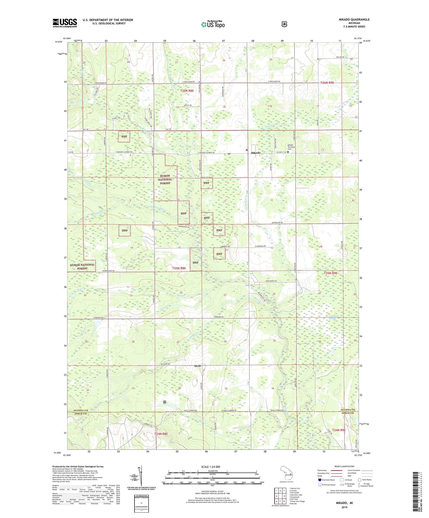 Mikado Michigan US Topo Map Image