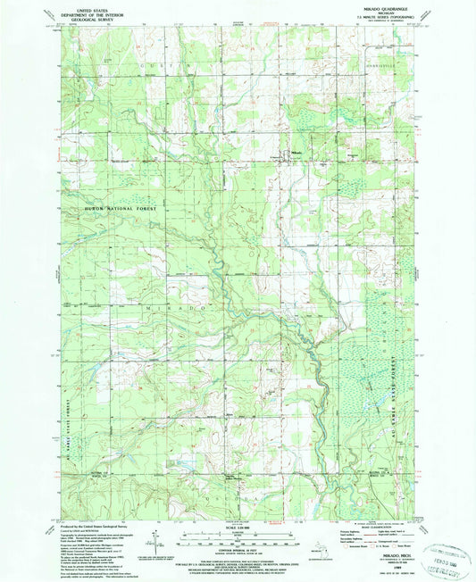 Classic USGS Mikado Michigan 7.5'x7.5' Topo Map Image