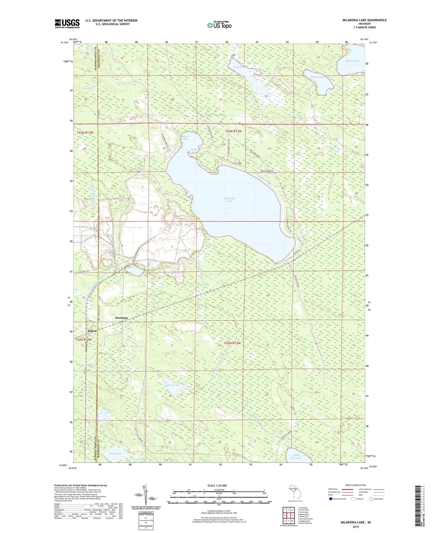 Milakokia Lake Michigan US Topo Map Image