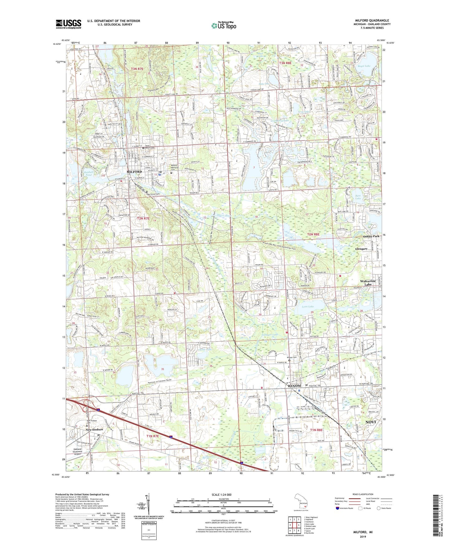 Milford Michigan US Topo Map Image