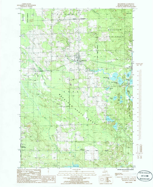 Classic USGS Millersburg Michigan 7.5'x7.5' Topo Map Image