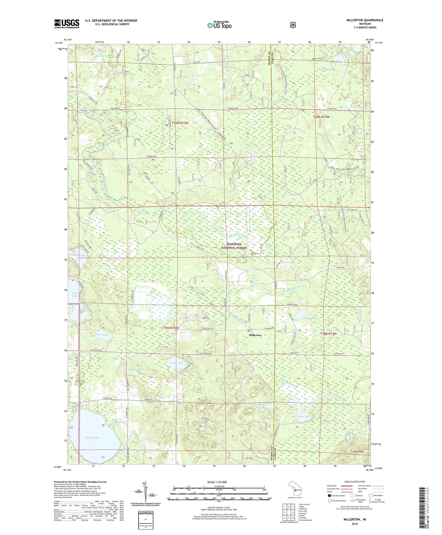 Millerton Michigan US Topo Map Image