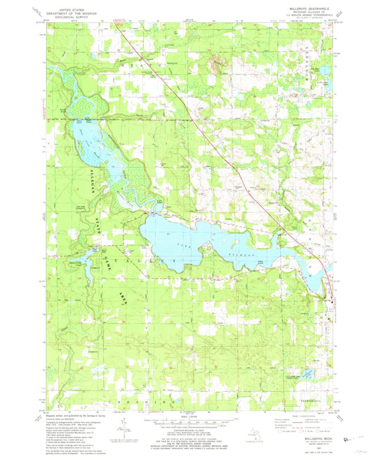 Classic USGS Millgrove Michigan 7.5'x7.5' Topo Map Image