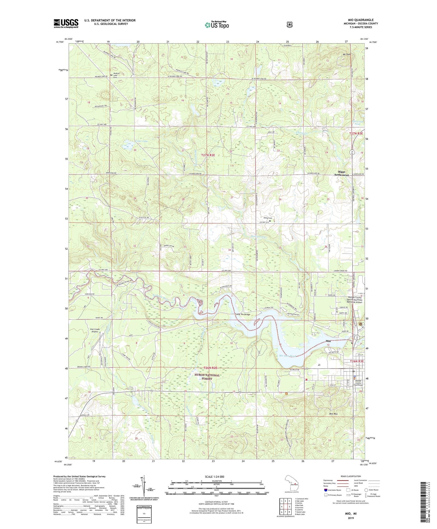 Mio Michigan US Topo Map Image