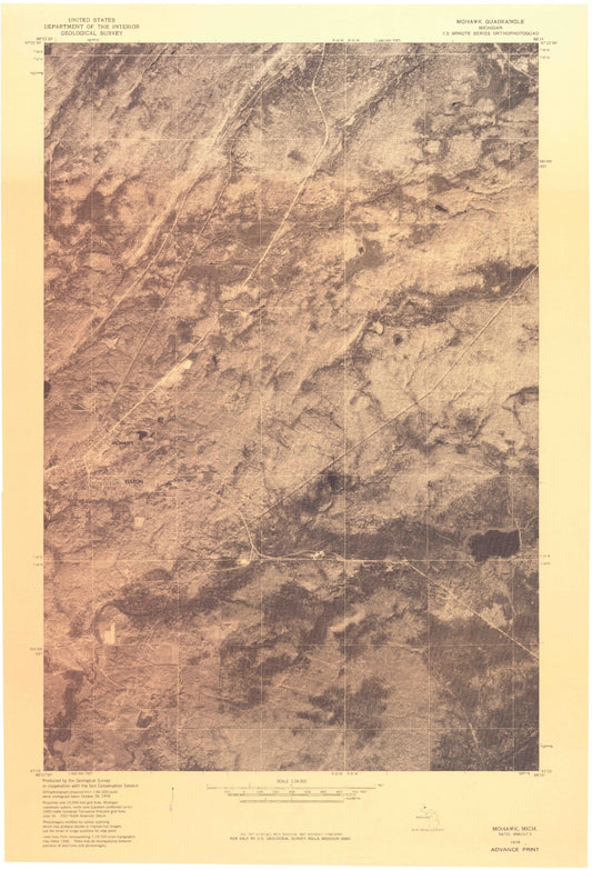 Classic USGS Mohawk Michigan 7.5'x7.5' Topo Map Image