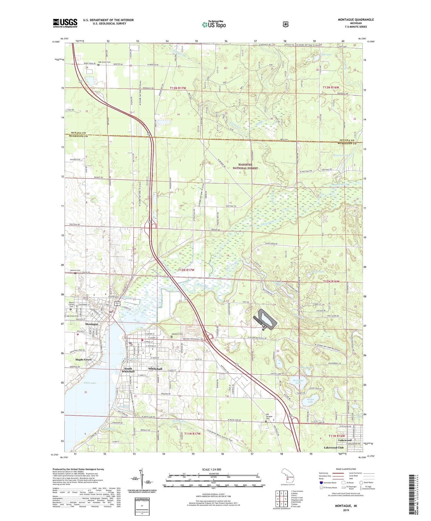 Montague Michigan US Topo Map Image