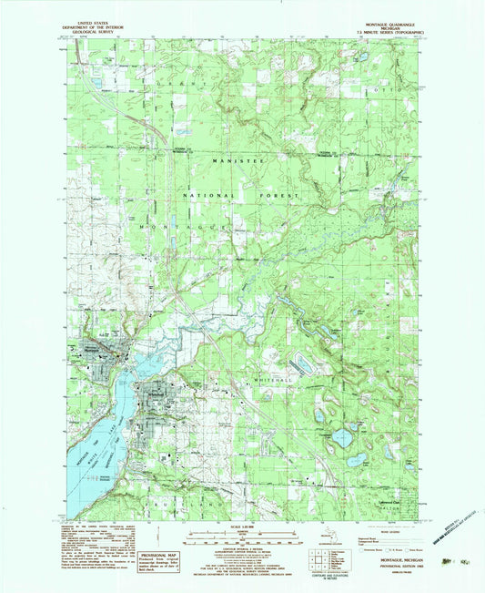 Classic USGS Montague Michigan 7.5'x7.5' Topo Map Image