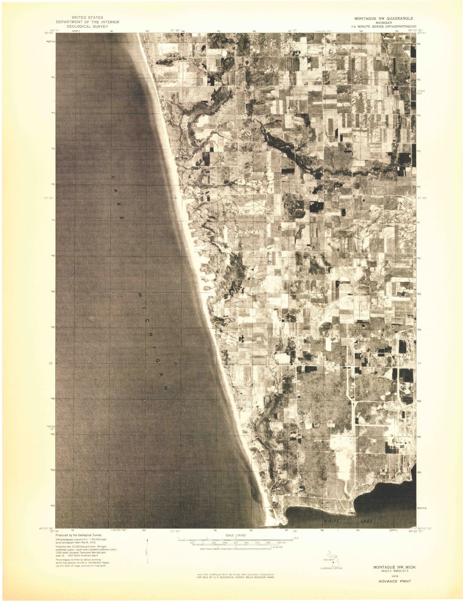 Classic USGS Flower Creek Michigan 7.5'x7.5' Topo Map Image