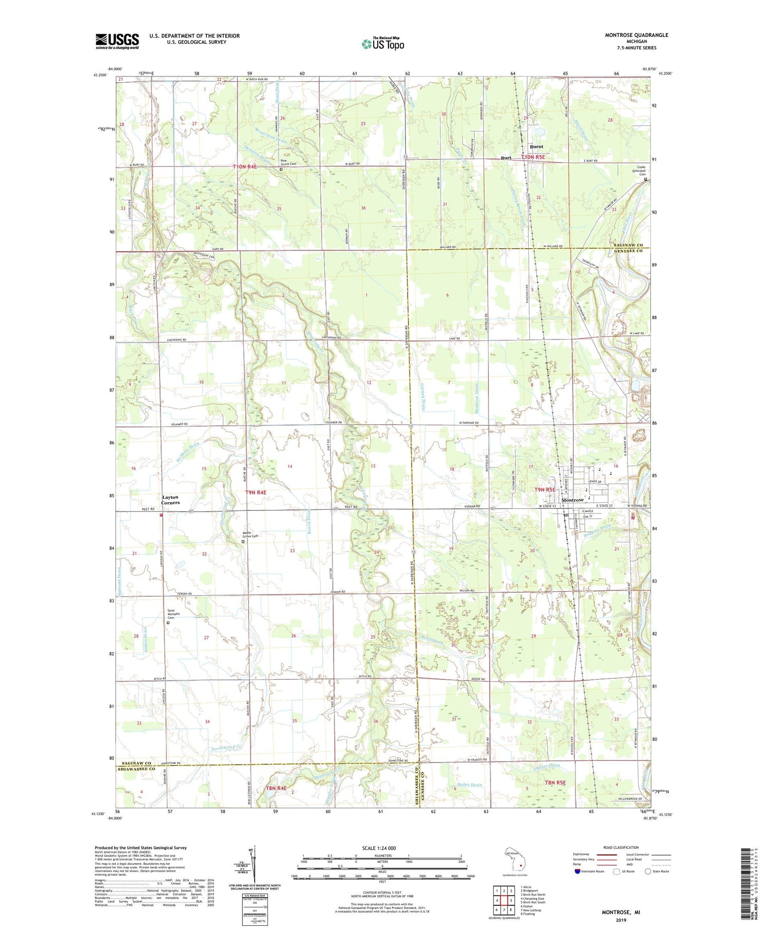 Montrose Michigan US Topo Map Image