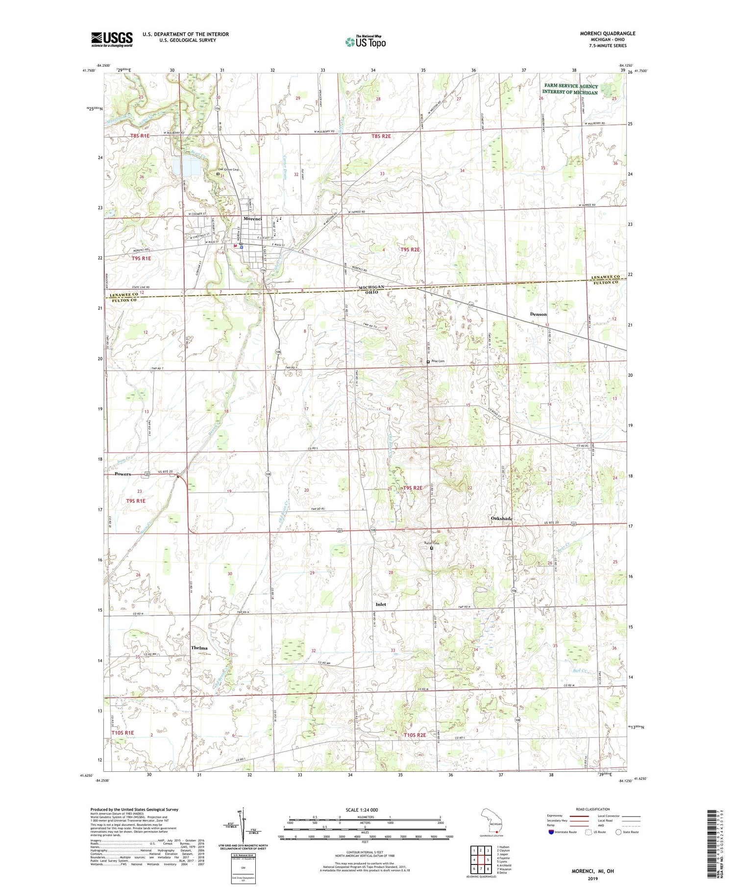 Morenci Michigan US Topo Map Image
