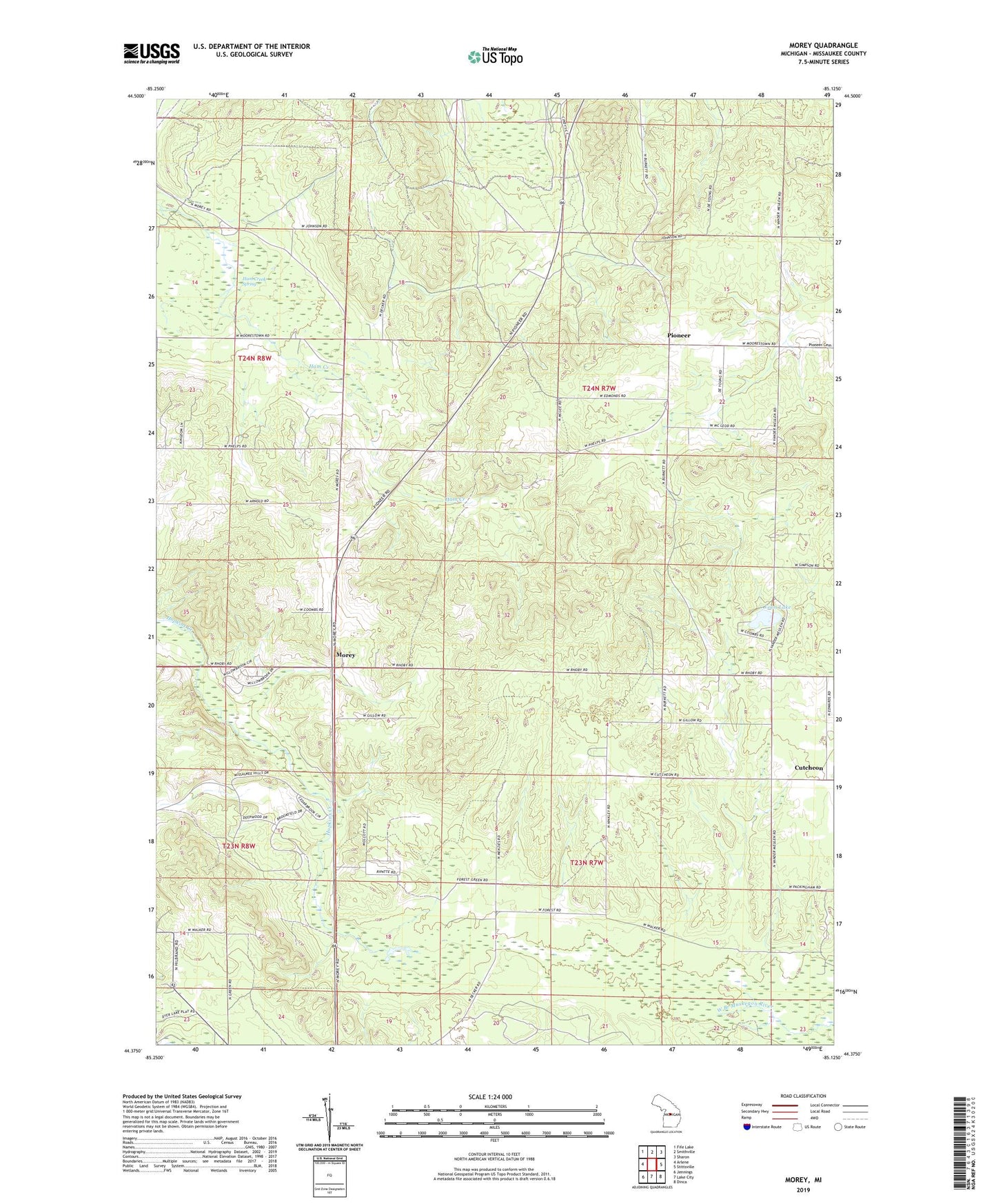 Morey Michigan US Topo Map Image