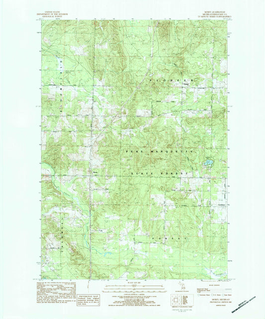 USGS Classic Morey Michigan 7.5'x7.5' Topo Map Image