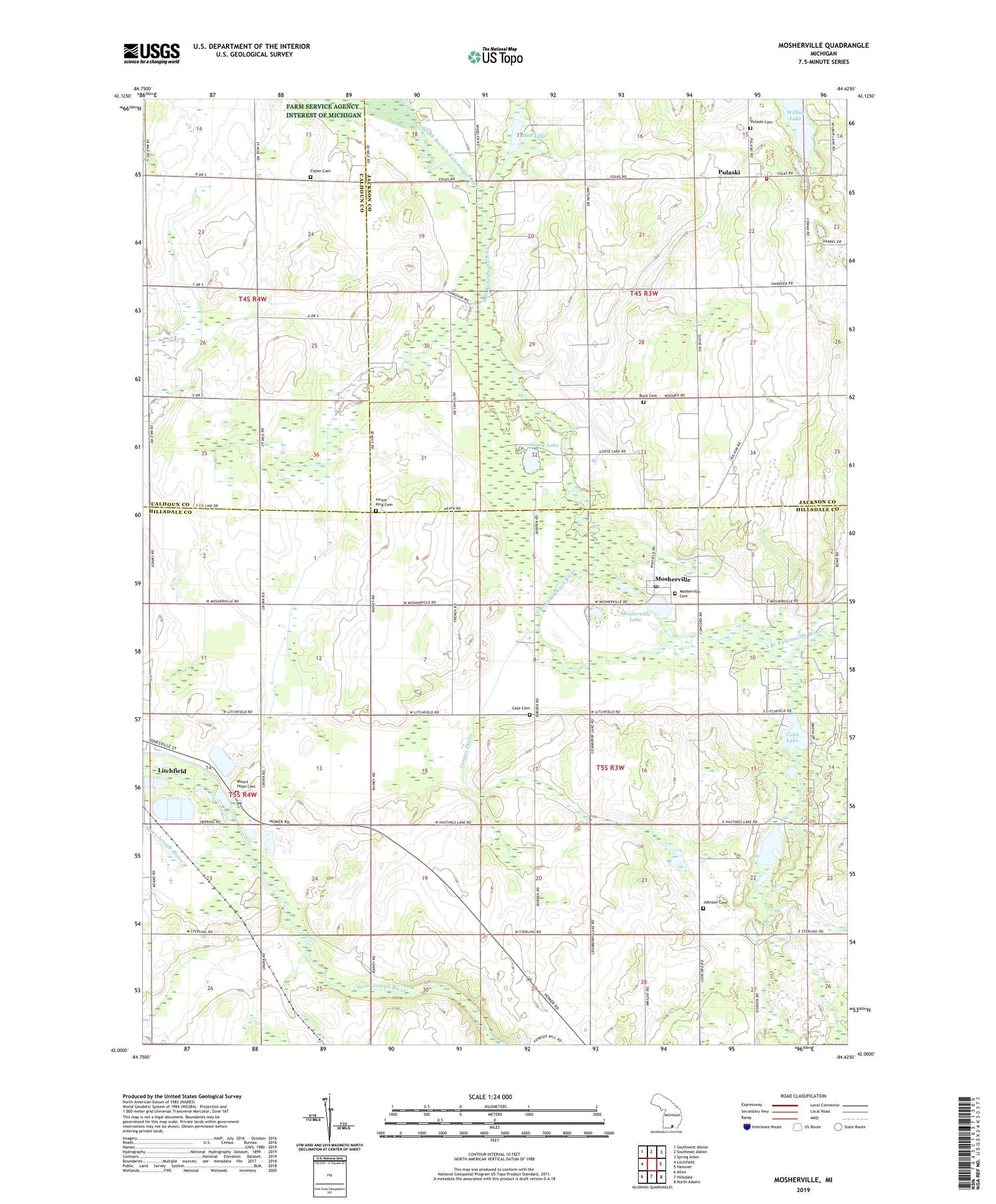 Mosherville Michigan US Topo Map Image