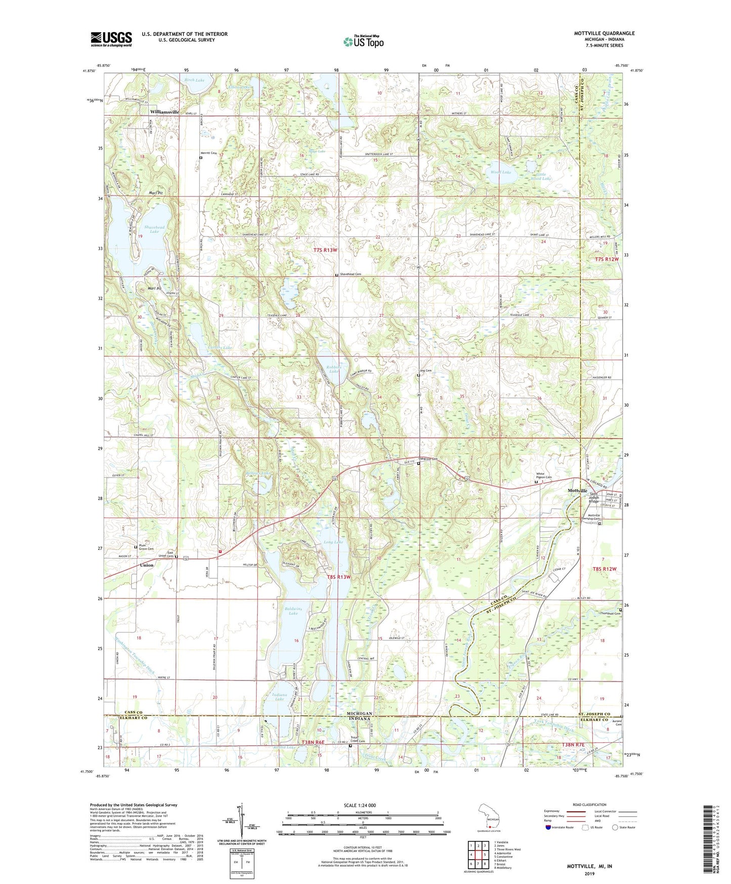 Mottville Michigan US Topo Map Image