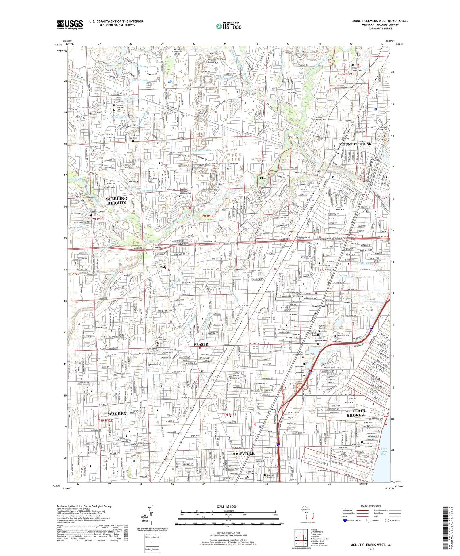 Mount Clemens West Michigan US Topo Map Image