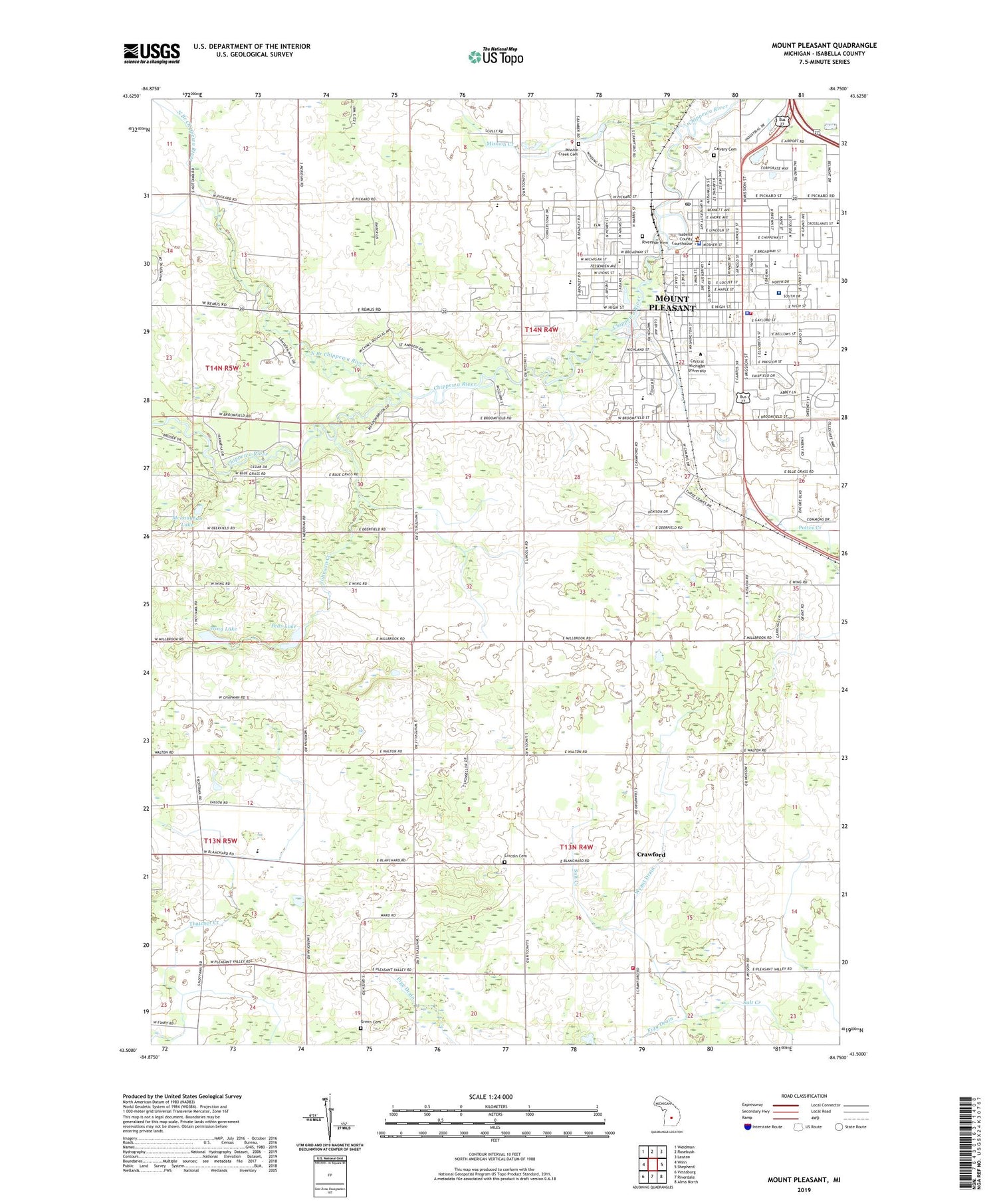 Mount Pleasant Michigan US Topo Map Image