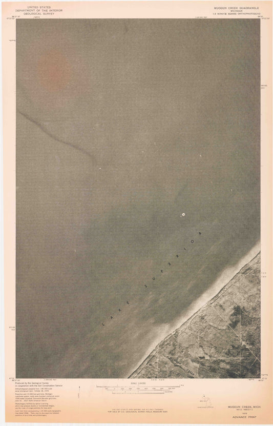 Classic USGS Muggun Creek Michigan 7.5'x7.5' Topo Map Image