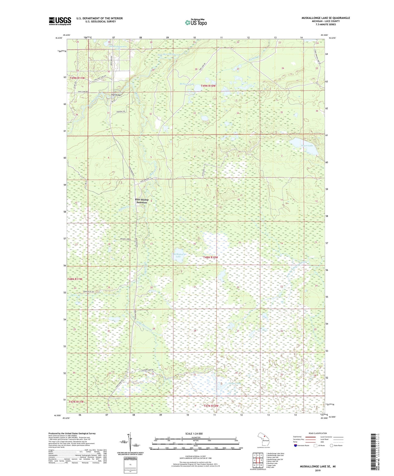 Muskallonge Lake SE Michigan US Topo Map Image