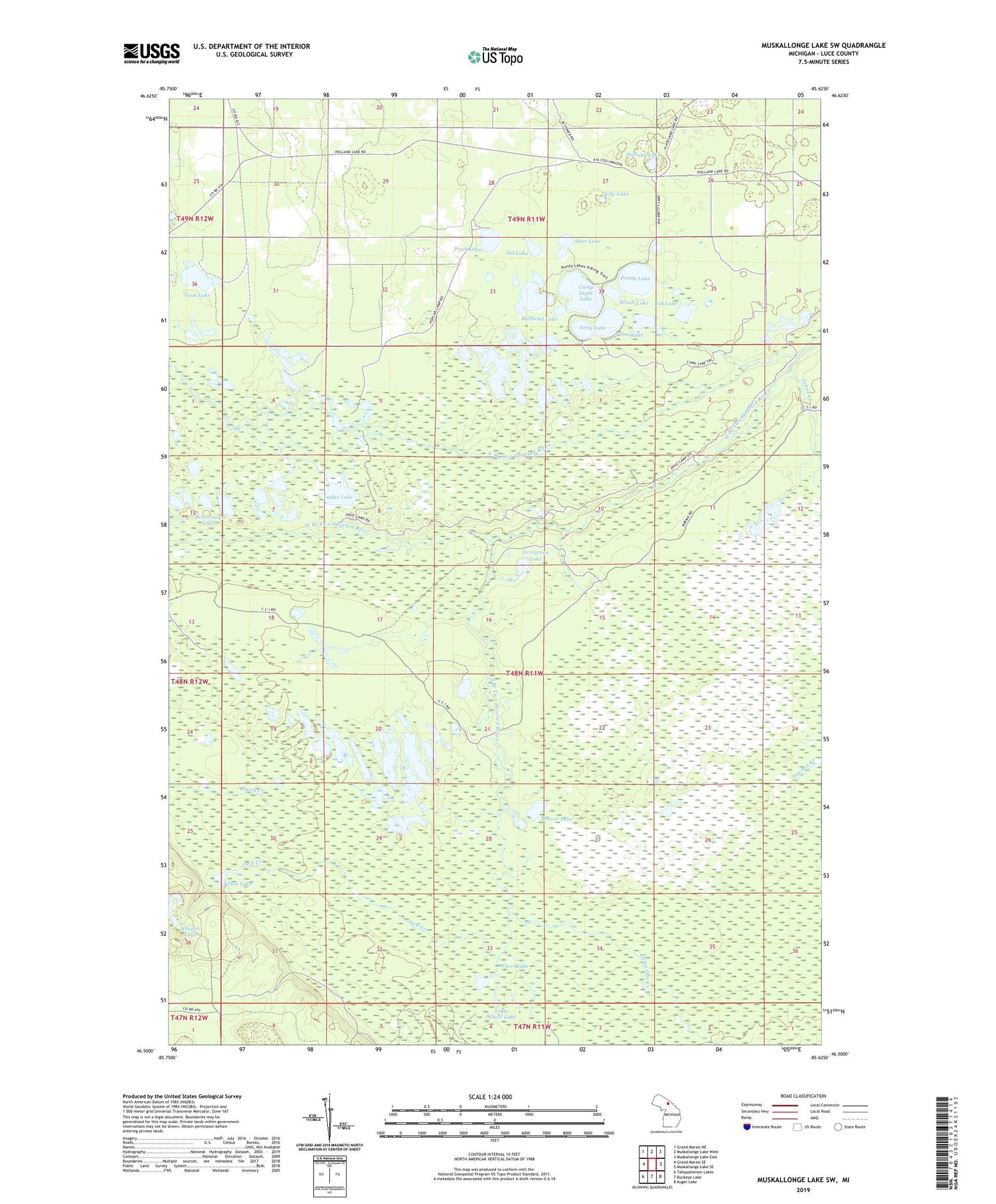 Muskallonge Lake SW Michigan US Topo Map Image