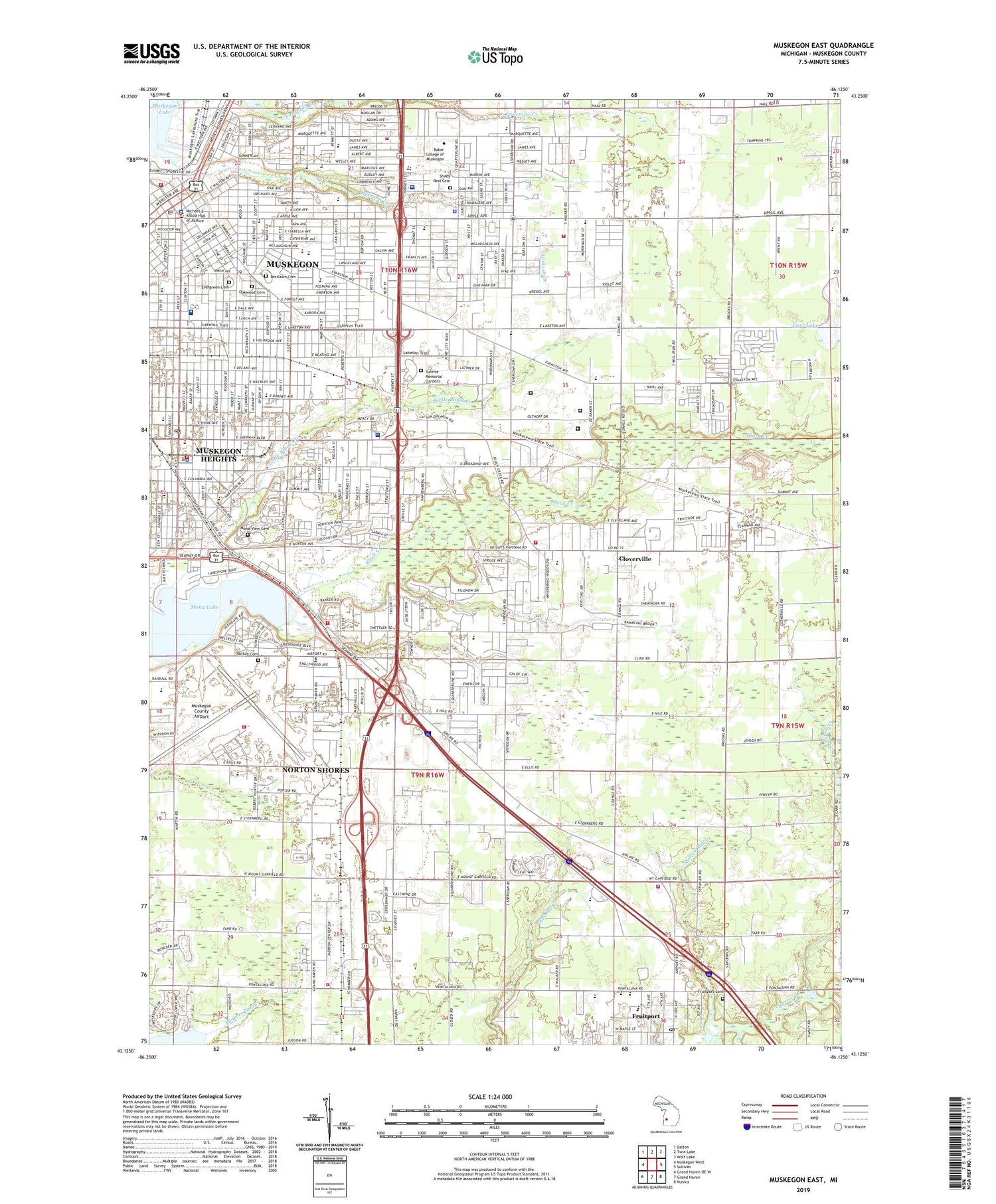 Muskegon East Michigan US Topo Map Image
