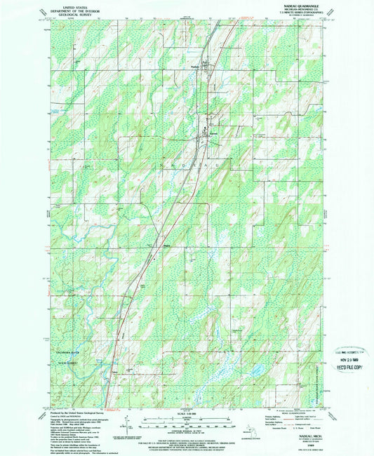 Classic USGS Nadeau Michigan 7.5'x7.5' Topo Map Image