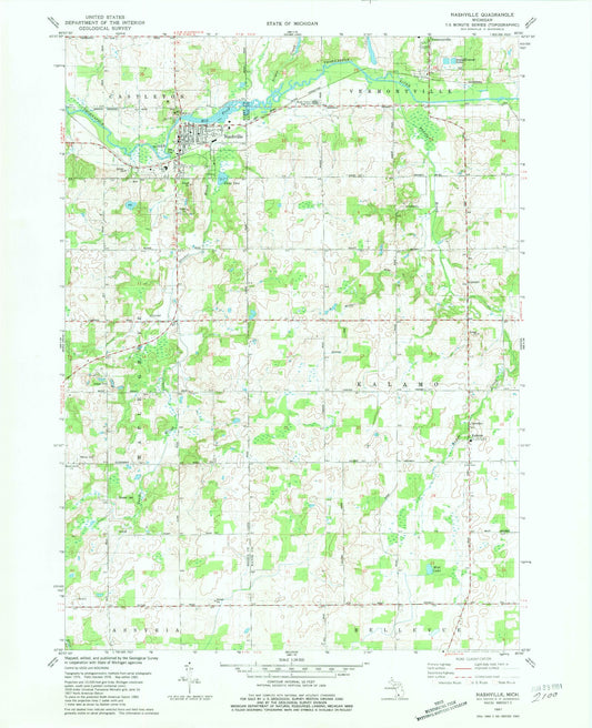 Classic USGS Nashville Michigan 7.5'x7.5' Topo Map Image