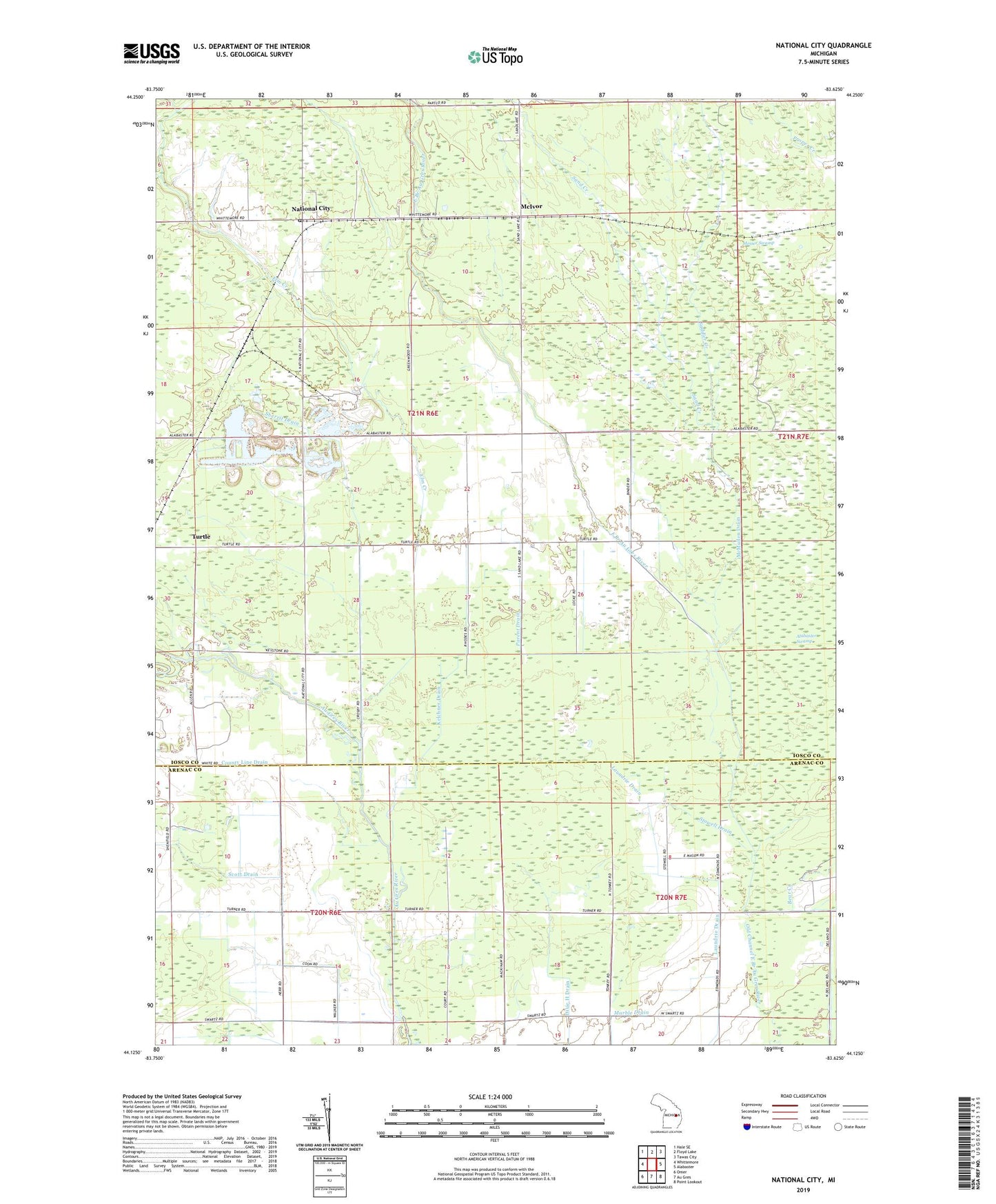 National City Michigan US Topo Map Image