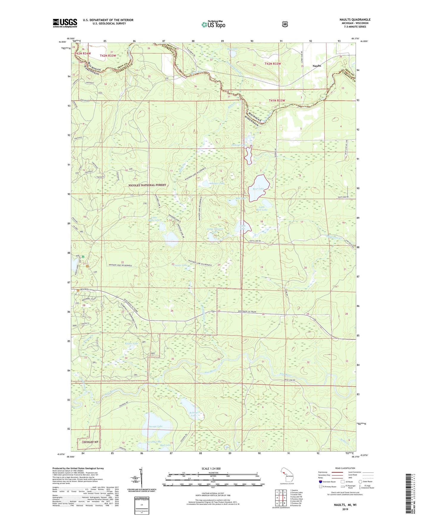 Naults Michigan US Topo Map Image