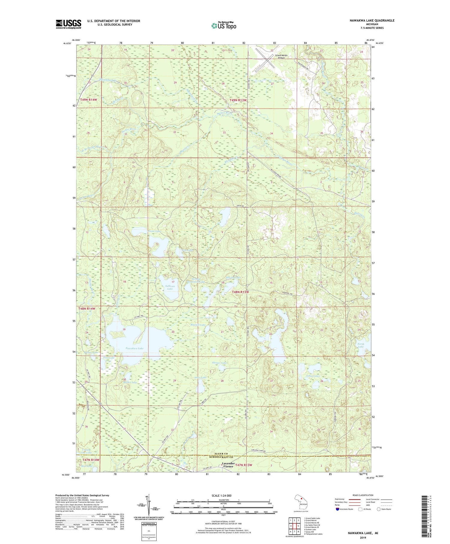 Nawakwa Lake Michigan US Topo Map Image