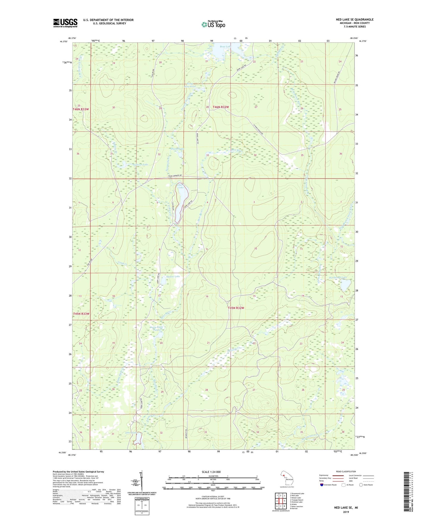 Ned Lake SE Michigan US Topo Map Image