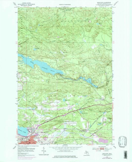 Classic USGS Negaunee Michigan 7.5'x7.5' Topo Map Image