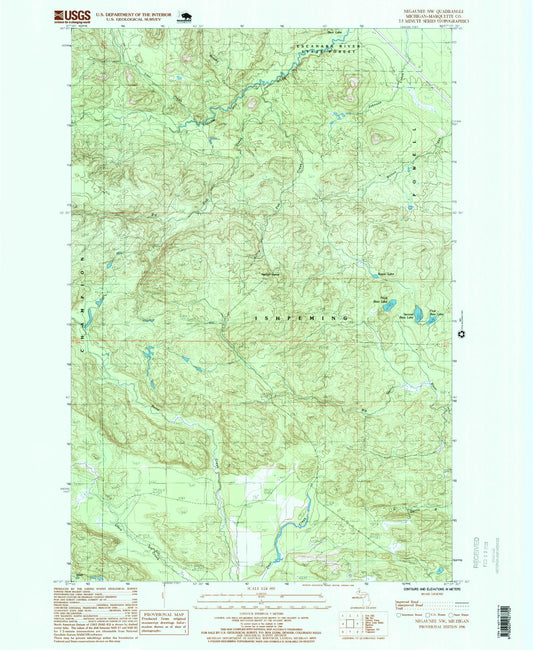 Classic USGS Negaunee NW Michigan 7.5'x7.5' Topo Map Image