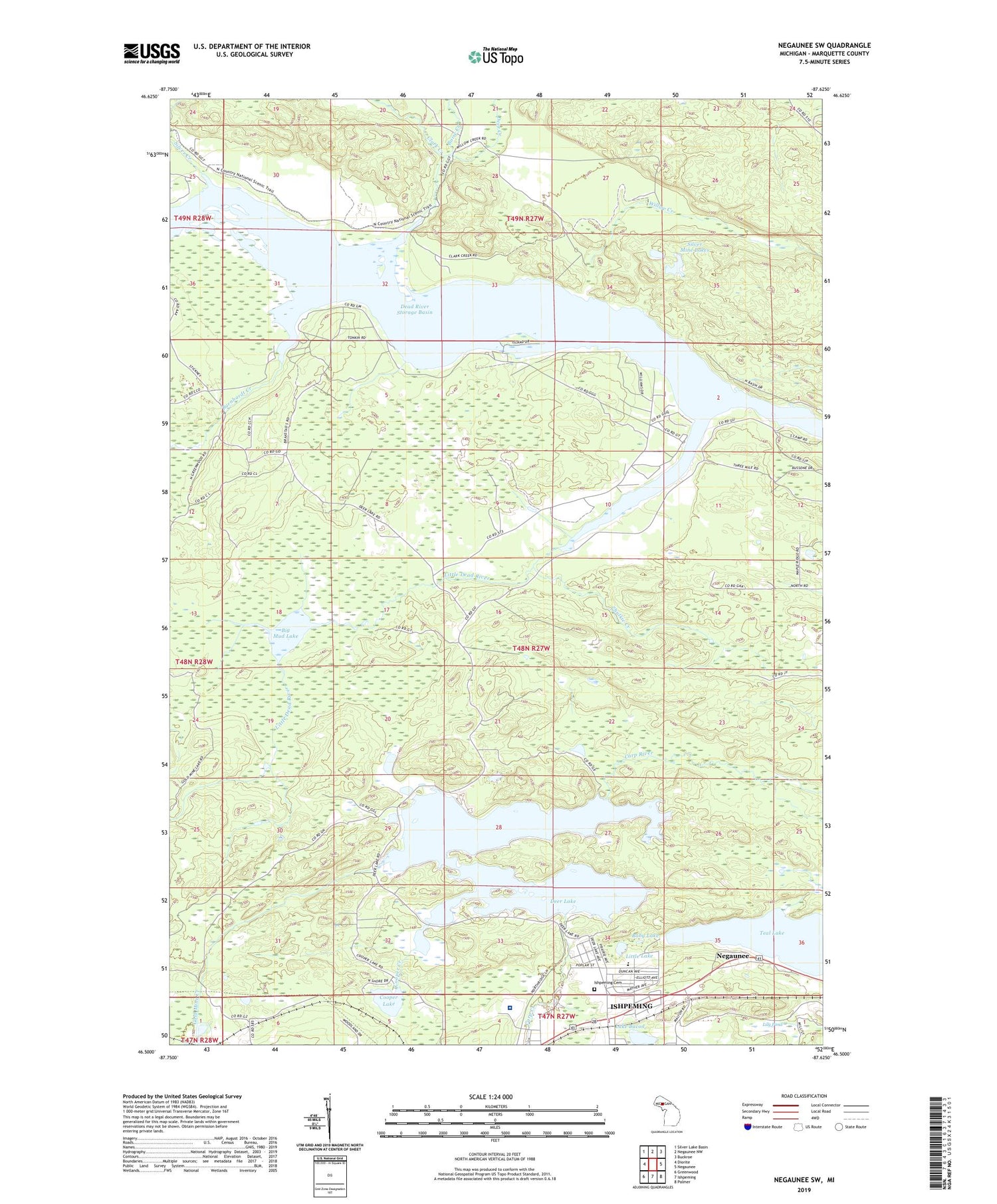 Negaunee SW Michigan US Topo Map Image