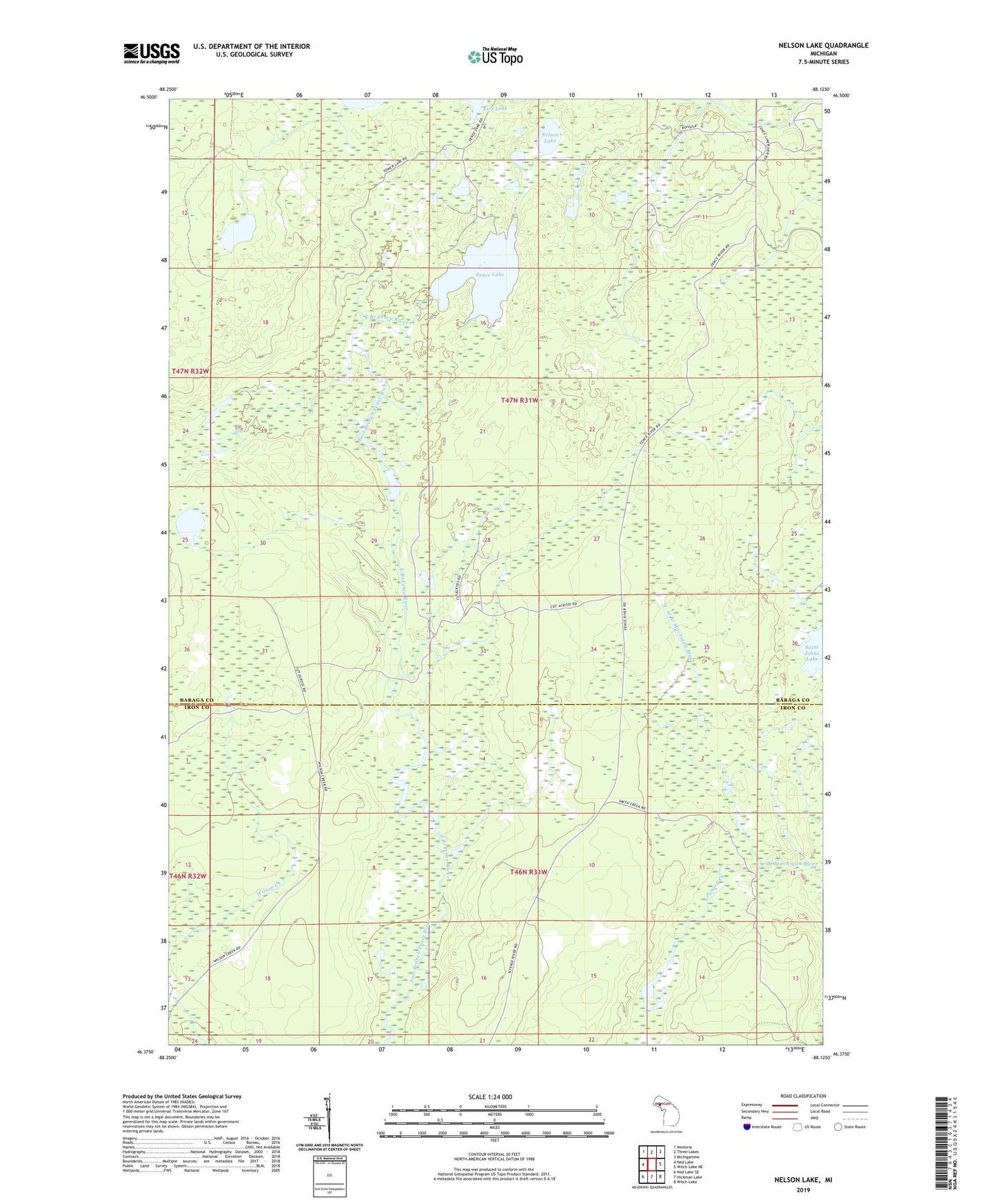 Nelson Lake Michigan US Topo Map Image