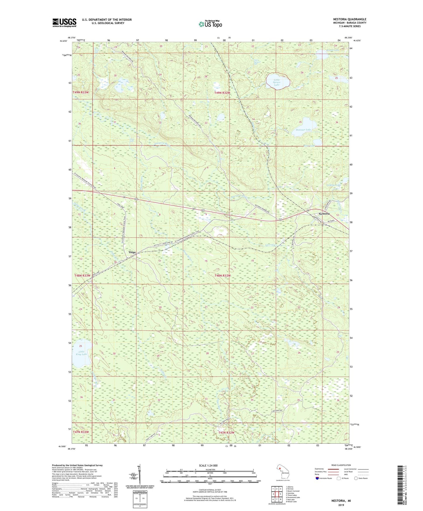 Nestoria Michigan US Topo Map Image