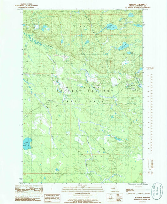 Classic USGS Nestoria Michigan 7.5'x7.5' Topo Map Image