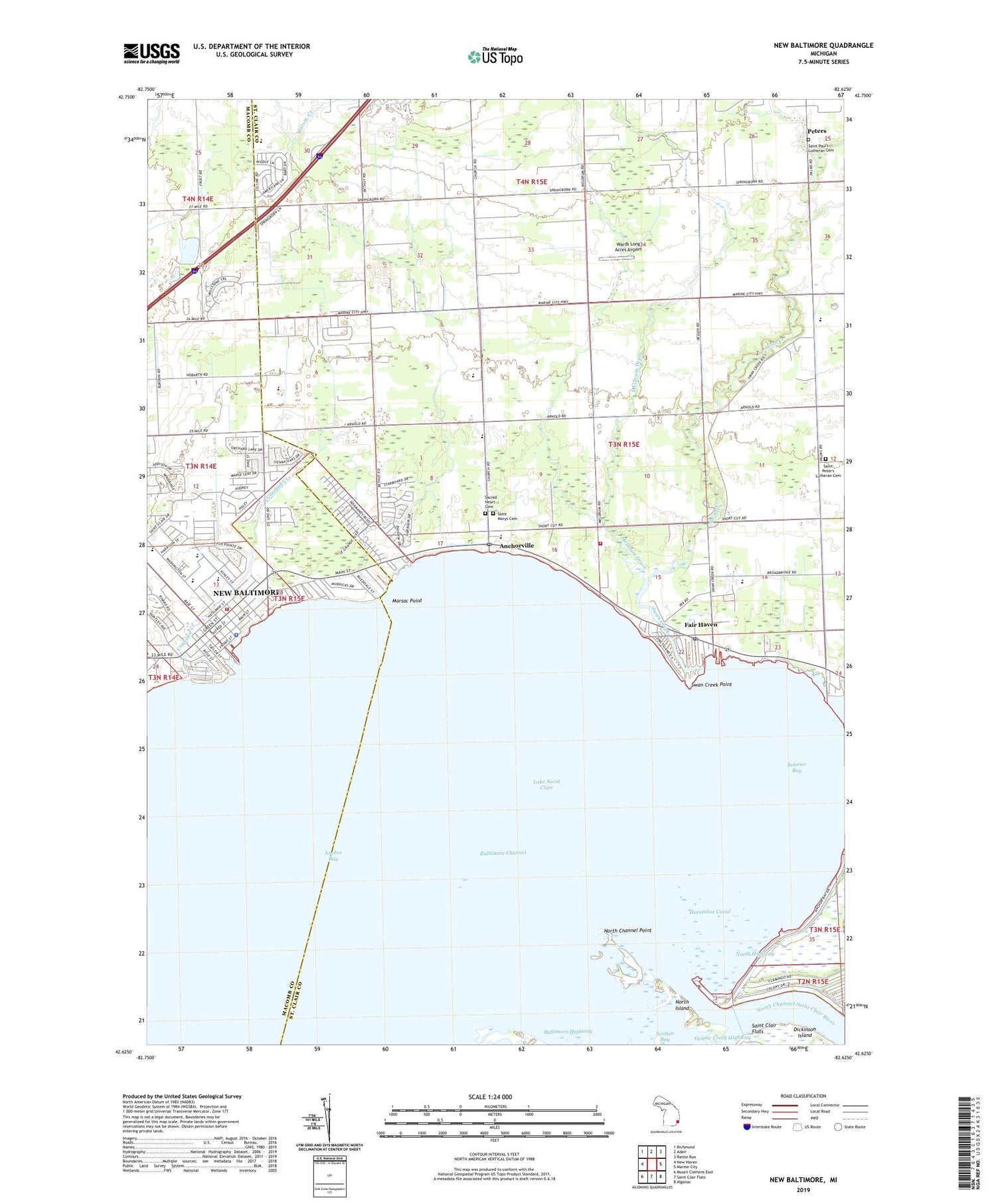New Baltimore Michigan US Topo Map Image