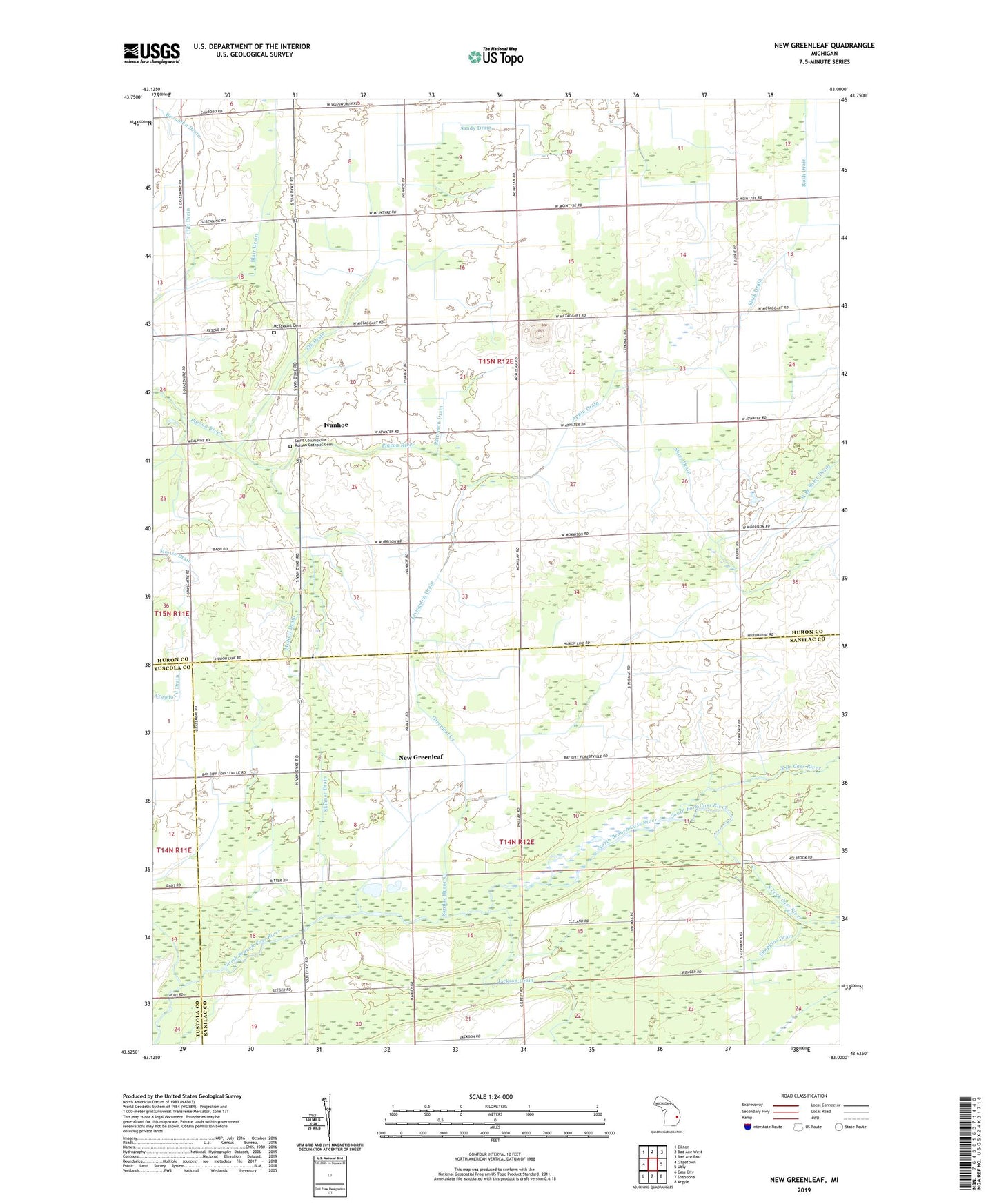 New Greenleaf Michigan US Topo Map Image