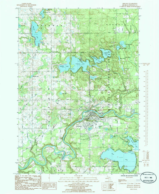 Classic USGS Newaygo Michigan 7.5'x7.5' Topo Map Image